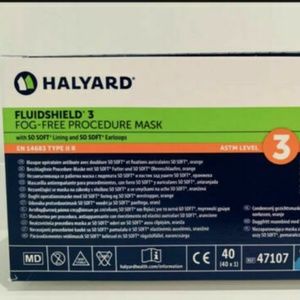 400 Halyard ASTM 47107 Fluidshield Level 3 Face Masks (10 x 40/box =400)